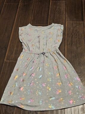SO Girls' Grey Dress with Multicolor Unicorns Girls Size XL